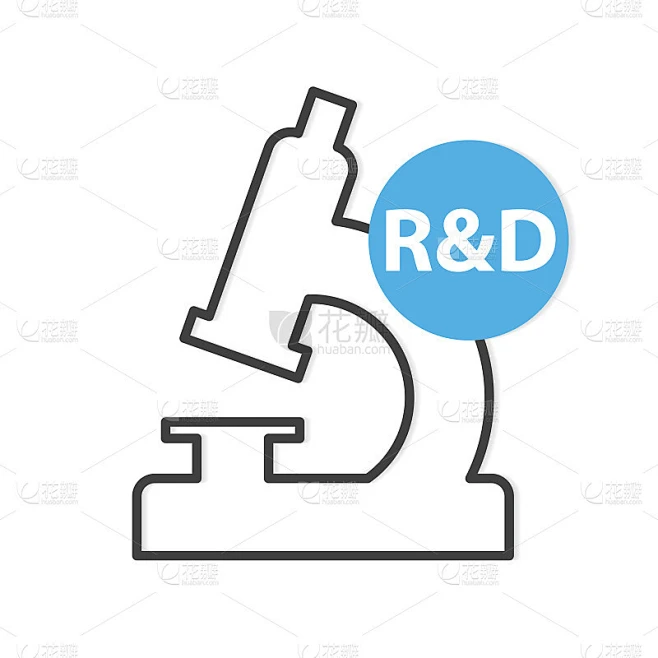 R&D (Research and development)缩略语和显微镜图标素材-花瓣网