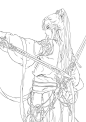 古风线稿  黑白  男
