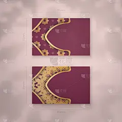 名片模板勃艮第与印度黄金图案为您的品牌。