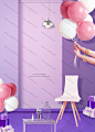 气球礼物礼盒紫色空间家具家居海报图片海报设计家居室内首页素材