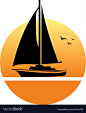 Sailing boat sunset logo vector image on VectorStock
