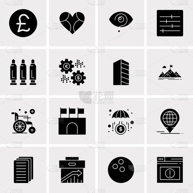 set 16 universal icons business素材-花瓣网