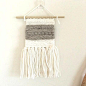 Mini Woven Wall Hanging / Weaving / Tapestry / Dorm Decor / Nursery Decor / Wool / Bohemian / White, Grey, Cotton / Wall Art / Hippie : This mini woven wall hanging is handmade using wool & cotton yarns. The cream & grey colors & texture give 