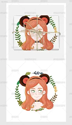 橘色欧美风女孩家纺图案纯棉直喷