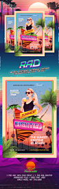 Summer 80's Flyer Template : Summer 80's Synthwave Flyer Template