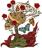 头骨,布什的玫瑰,蛇和火焰纹身矢量Skull, Bush of Roses, Snake and Flame - Tattoos Vectors古老、动物、艺术背景、皇冠、危险、死亡,设计师,绘图,邪恶,鲜花,森林,图形,坟墓,坟墓,万圣节,手,手,头,恐惧,人类,说明,打印好,玫瑰,衬衫,骨架,头骨,象征,纹身,矢量 ancient, animals, art, background, crown, danger, death, designer, drawing, evil, flowers, for