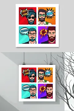 手绘唯美波普风格人物插画矢量素材-众图网