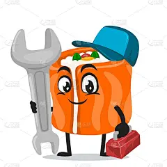 矢量插图的寿司吉祥物或字符