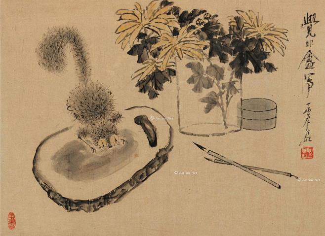 【鼠趣 镜框 设色纸本】拍卖品_图片_价...