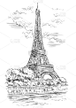 巴黎,动物手,绘画插图,一只动物,国际著名景点,法国,著名景点,河流,剪影