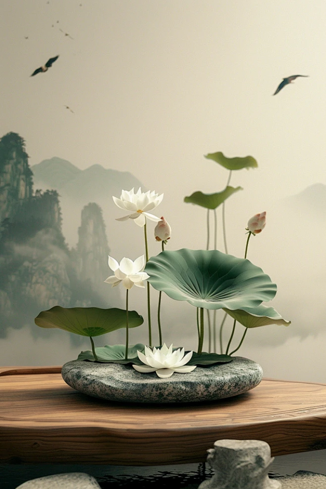雅致的中式荷花禅意场景-花瓣网