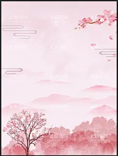 春天桃花  - 源文件下载【酷图网】桃花,桃花节,春天,粉色,中式