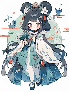 AI国风｜Q版人物｜花枝小妹