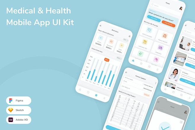 医疗与健康移动应用程序 UI 套件 (S...