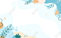 夏季清爽大海海洋珊瑚海草几何背景切割插画扁平背景