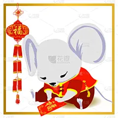 2020,春节,红色,矢量,老鼠,可爱的,小的,新年前夕,焰火,祝福