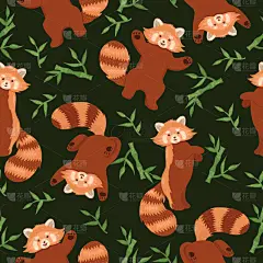 小熊猫,四方连续纹样,数码图形,可爱的,纺织品,野生动物,壁纸,植物群,模板,哺乳纲