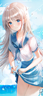 大海 水 长发水手服女孩动漫手机壁纸_彼岸手机壁纸