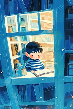 儿童阅读插画图库