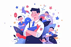 教师节扁平风插画-图巨人