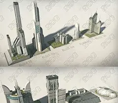 3D科幻场景元素建筑部件三维模型素材 CG未来城市模型资源参考