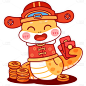 蛇年春节卡通插画可爱金蛇IP元素
