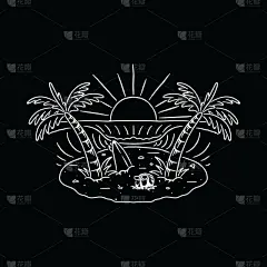 海滩度假,矢量,夏天,绘画插图,t恤,插画,旅途,运动,纺织品