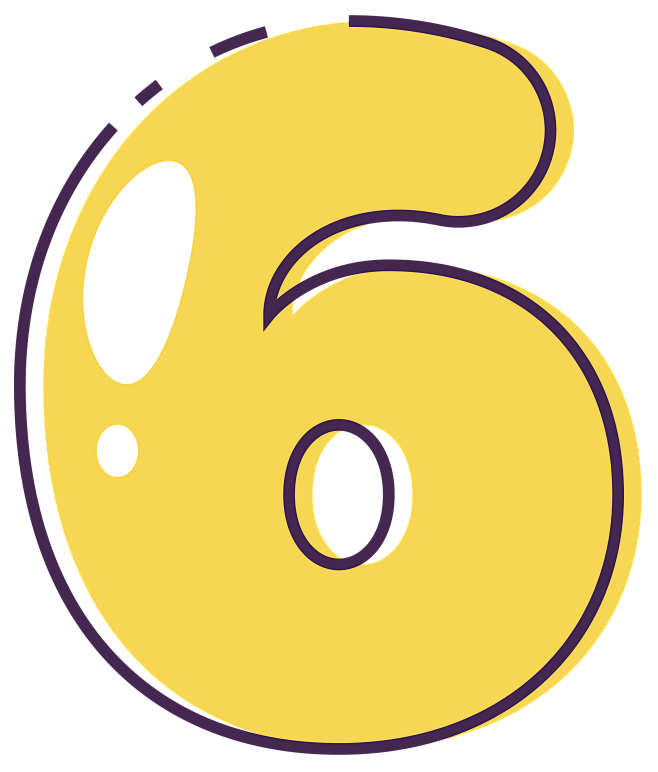 手绘彩色可爱数字6