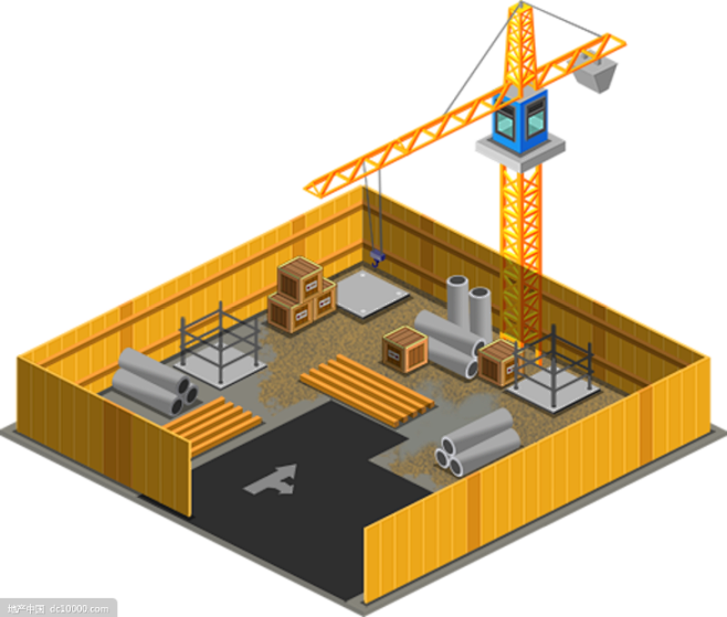 时尚高端的2.5D等轴等距城市建筑插画