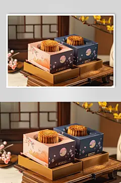 AI数字艺术中秋节送礼月饼礼盒图片