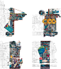 其中可能包括：four different views of an industrial machine with people working on the front and back sides