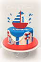 Nautical Birthday Cake, red white and blue birthday, sailboat cake, Cakes by Camille