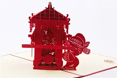 大花轿立体贺卡 结婚创意礼物剪纸卡片婚礼请柬3D中式婚庆情人节-淘宝网