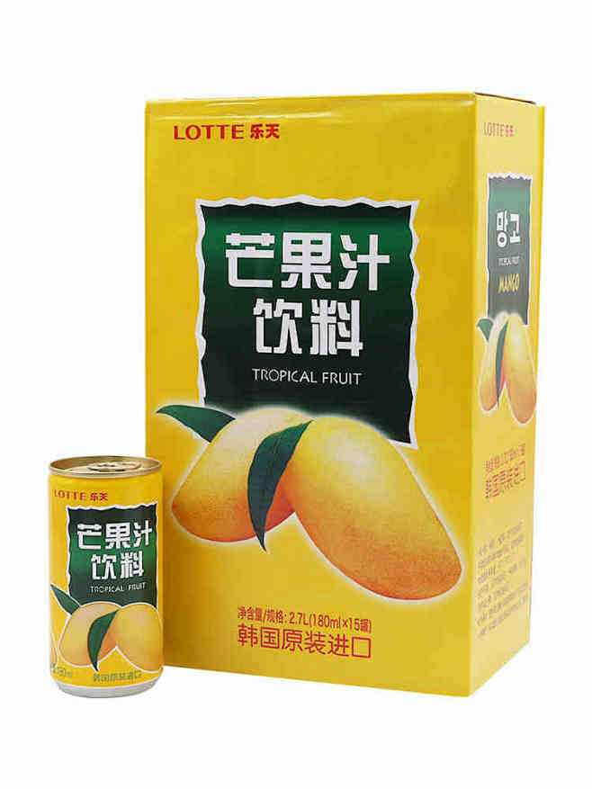 韩国进口原装 乐天芒果汁饮料180ml*...