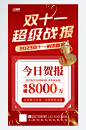 简约大气双十一销售战绩战报海报