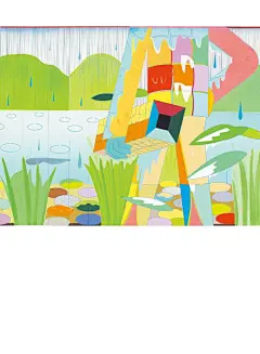 渐变噪点撞色扁平插画集合；图形颜色块状结合