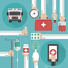 Medical online design flat with Ambulance