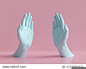 3d render, female hands isolated, open palms, jewelry shop display, minimal fashion background, mannequin body parts, helping hands, show, presentation, pink blue pastel colors