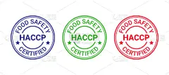 HACCP认证印章图标。质量保修徽章。矢量插图。