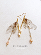 【POR SIEMPRE】[-NATURAL-] Cicada蝉翼耳饰 仿生蝉翼耳环-淘宝网