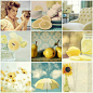 a collage of photos with lemons, flowers, and other things in them
