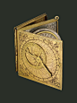 Astronomical compendium consisting of a box with three compartments. In the first, there is an astrolabe and a lunar calendar. Between the first and second compartment is an hour circle. The second compartment houses a sundial and a magnetic compass for o