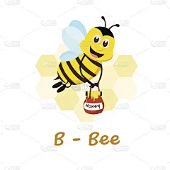 给孩子们用孤立的动物字母，B代表蜜蜂