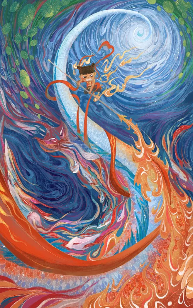 《哪吒之魔童降世》_也斋的插画作品_涂鸦王国_原创绘画平台-花瓣网