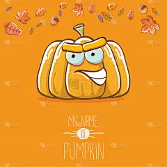 funny cartoon cute orange smiling pumkin