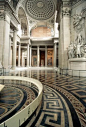 France - A view of the ornate marble corridors inside the Pantheon, which acts as a national mausoleum and is an example of neo-classical architecture.: 