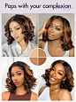 Amazon.com : LUVME HAIR 10″ Brown Ombre Bob Wig Human Hair Pre Cut Glueless HD Lace Closure Wig Pre Plucked, Light Brown Multicolored Short Loose Wave Wigs For Women : Beauty & Personal Care