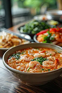 特色泰国菜美味虾仁汤面