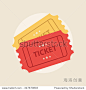 Ticket icon in the flat style. Ticket vector illustration. Ticket stub isolated on a background. Retro cinema tickets. Tickets concept icon. Movie ticket icon. Illustration old tickets.