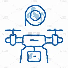 无人机记录电影涂鸦图标手绘插图